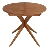 Masă de dining rotundă extensibilă cu aspect de lemn de stejar cu blat suplimentar ø 90 cm Jubi – Ragaba