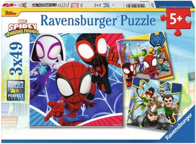 Puzzle pentru copii Ravensburger 3 x 49 piese - Spidey și prietenii săi minunați
