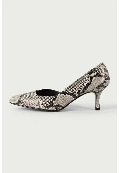 Pantofi D'Orsay din piele cu aspect din piele de sarpe - Negru/Gri