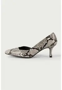 Pantofi D'Orsay din piele cu aspect din piele de sarpe - Negru/Gri