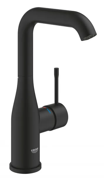 Baterie lavoar Grohe Essence 24177KF1, 3/8 inch, marimea L, monocomanda, pivotanta, fara ventil, mat, Negru