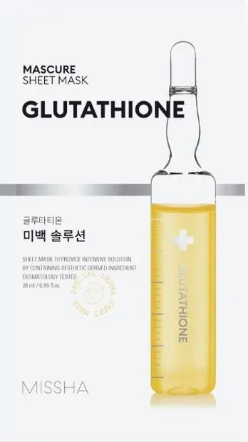 Missha Mascure Mască de față cu folie Whitening Solution Glutathione, 28 ml