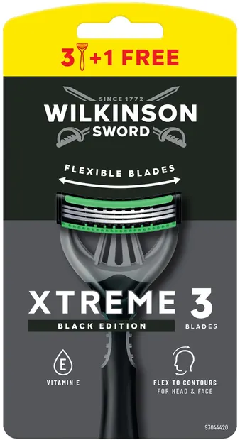 Wilkinson Sword Xtreme3 Aparat de ras pentru barbati Comfort Black, 3 + 1 buc.