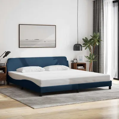 vidaXL Cadru de pat, Dover, albastru, 200x200 cm, textil