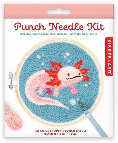 Set pentru broderie punch Kikkerland - Axolotl salamandră
