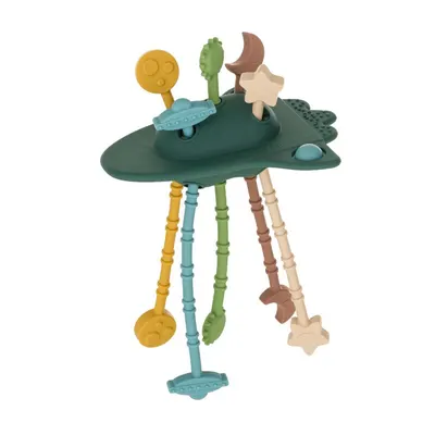 Jucarie senzoriala, Petite&Mars, Crazy rocket, Din silicon, Fara BPA, Moale si flexibila, 20 cm, 10 luni+, Verde