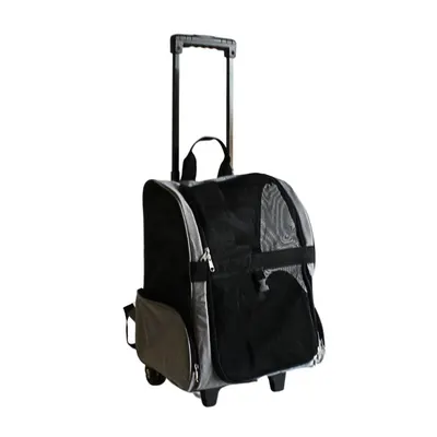 Cărucior / Troler cu rucsac transport animale mici, 35x32 cm, max. 105 cm, cu roți și mâner extensibil, gri