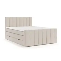 Pat boxspring bej cu spațiu de depozitare 180x200 cm Ruby – Maison de Rêve
