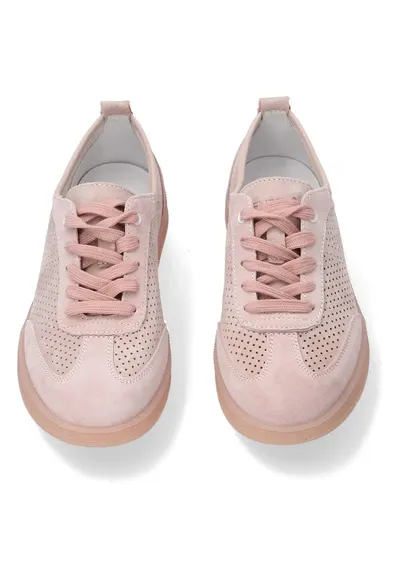 Pantofi sport cu perforatii din piele intoarsa