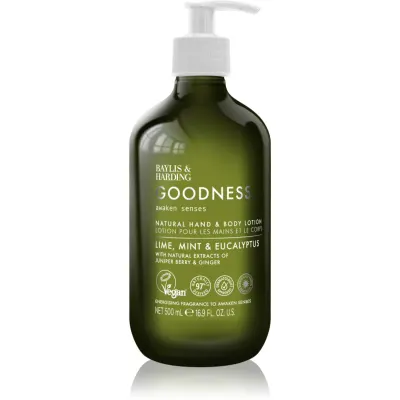 Baylis & Harding Goodness Awaken Senses Lapte de mâini și de corp cu efect revigorant parfum Lime, Mint & Eucalyptus 500 ml