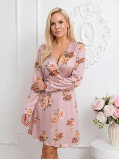 Rochie scurta din satin cu impri...