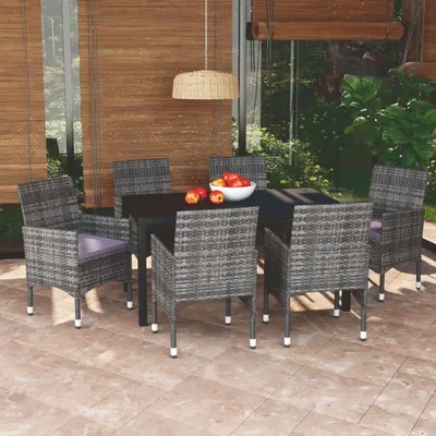 Gossi set mobilier de gradina cu perne, 7 piese, gri, poliratan
