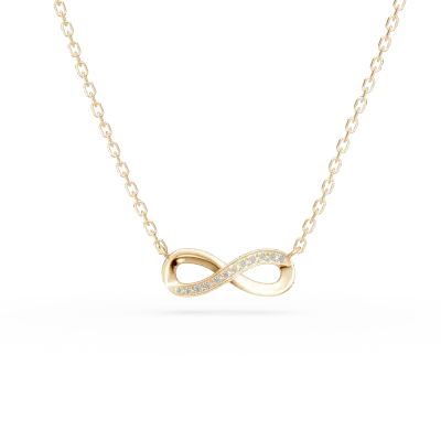 Lant cu pandantiv infinit din aur galben cu diamante de 0.04ct
