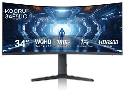 Monitor gaming KOORUI - 34E6UC, 34'', 165Hz, 1ms, VA, Curved