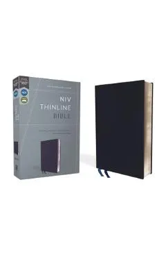 NIV, Thinline Bible, Bonded Leather, Navy, Red Letter Edition