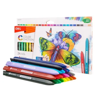 Creioane colorate din plastic Deli Color Emotion - EC20020, 24 culori
