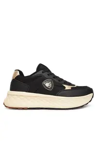 Pantofi sport dama - textil - auriu/negru