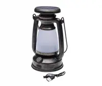 Lampa camping Retro cu panou solar integrat, culoare gri