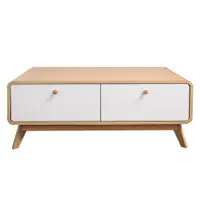 Comodă TV albă/în culoare naturală cu aspect de lemn de stejar 100x40 cm Caitlin – Støraa