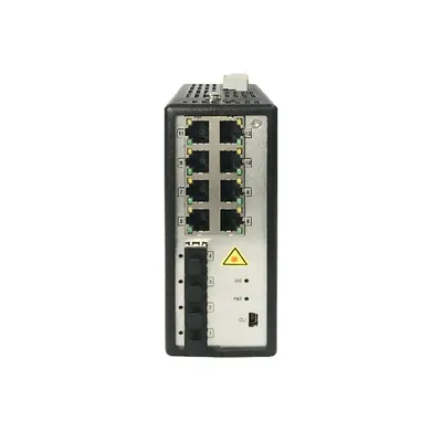 Swich cu 8 porturi PoE Gigabit industrial Hikvision DS-3T3512P, 4 porturi SFP, 30W, cu management