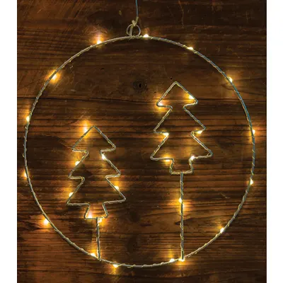 Lumina decorativa de Craciun pt. geam, brad, fara baterii Timer 6+18h, 30LED, 3000K, 3xAA