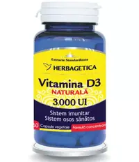 Vitamina D3 Naturala 3000 UI, 60 capsule vegetale, Herbagetica
