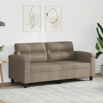 vidaXL Canapea cu 2 locuri, gri taupe, 140 cm, țesătură microfibră