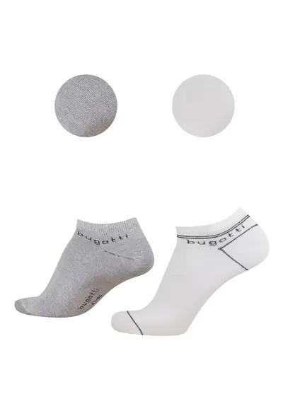 Sosete Scurte Barbati Set 2 Perechi Alb / Albastru din Bumbac - 61131 - Alb/Gri