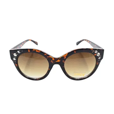 Ochelari de soare, damă, Tiara, ramă leopard cu cristale, formă ovală feminină, lentile fumurii, protecție UV 400