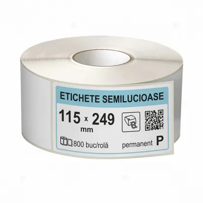 Rola etichete autoadezive semilucioase 115x249 mm, adeziv permanent, 800 etichete rola