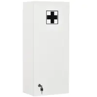 Dulapior de Perete pentru Medicamente cu Încuietoare, 5 Niveluri si Rafturi Reglabile, din Lemn si Sticla, Alb 30x20x70cm Kleankin | Aosom Romania