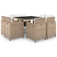 Gossi set mobilier de exterior cu perne, 9 piese, bej, poliratan