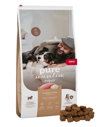 Hrană căței sensibili MERA Pure Sensitive Puppy 4 kg curcan & orez