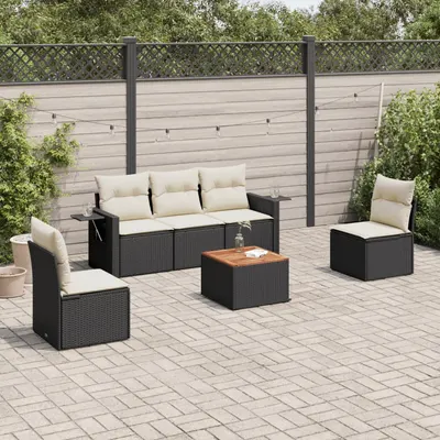 Gossi set mobilier de gradina cu perne, 6 piese, negru, poliratan