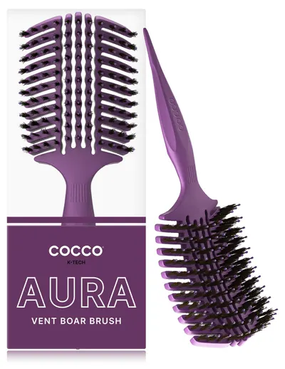 Perie profesională de păr Cocco - Aura Vent Boar, violetă