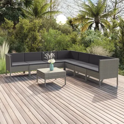 Gossi set mobilier de gradina cu perne, 8 piese, gri, poliratan