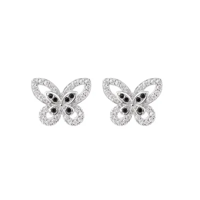 Cercei argint 925, JW1585, model fluture, placati cu rodiu