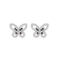 Cercei argint 925, JW1585, model fluture, placati cu rodiu