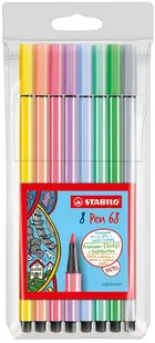 Set carioci Stabilo Pen 68 - 8 culori pastelate