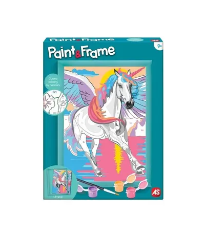Set Engros creativ AS Games, Picteaza si inrameaza, pictura pe numere, Unicorn magic, culori acrilice, paleta, 9+ ani