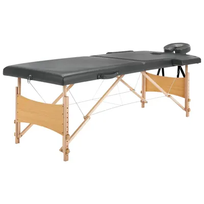 Gossi masa de masaj cu 2 zone, cadru din lemn, antracit, 186 x 68 cm