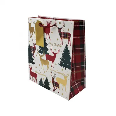 Pungă cadou Crăciun SDE XL STAG TARTAN