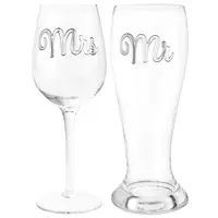 Set 2 pahare - Mr & Mrs (Pahar de bere & Pahar de vin)