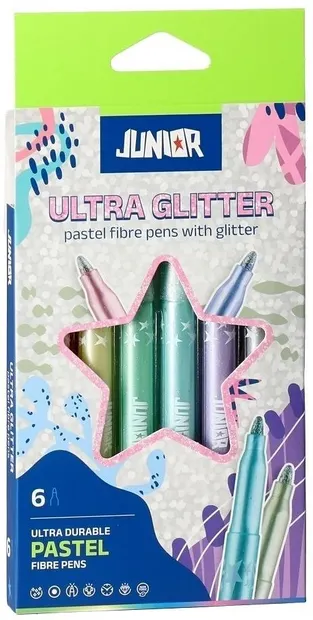 Set de markere Junior - Ultra Glitter, 6 culori pastel