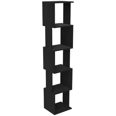 HOMCOM Bibliotecă raft Design Modern cu 5 Nivele - Depozitare Practică pentru Casa sau Birou, negru | Aosom Romania