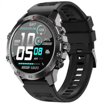 Smartwatch BWOO WA-08, Ecran AMOLED 1.43inch, Android/iOS, Autonomie 70 zile (Negru)
