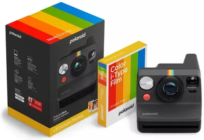 Aparat foto instant Polaroid - Now Gen 3, Black + Film Color i-Type, 8 poze