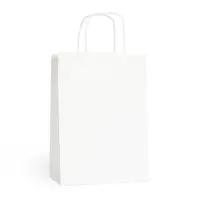 Punga din Hartie cu Maner Sfoara, Alba, 25 x 14 x 30 cm, 100 Bucati