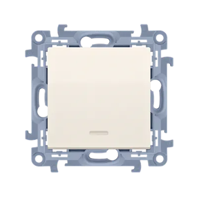 Pulsant, un modul, led inclus, 10 A, 250V~, crem, borne cu surub