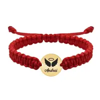 Angelito - Bratara personalizata snur impletit si banut cu nume din argint 925 placat cu aur galben 24K